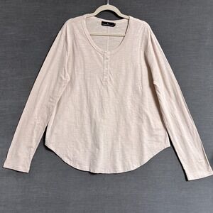 Pomander Place Top XXL Beige Henley Nautical Coastal Preppy‎ Casual Neutral